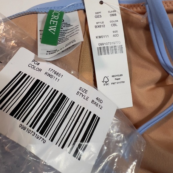 J.Crew Balconette Underwire Bikini Top Peri Blue BX612 40D Less Coverage NEW - Picture 4 of 7